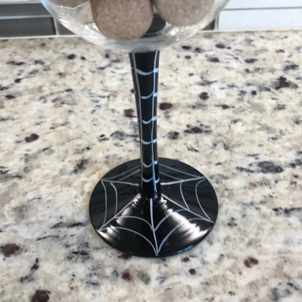 Beautiful Hand Painted Halloween Spider Wine Glass
